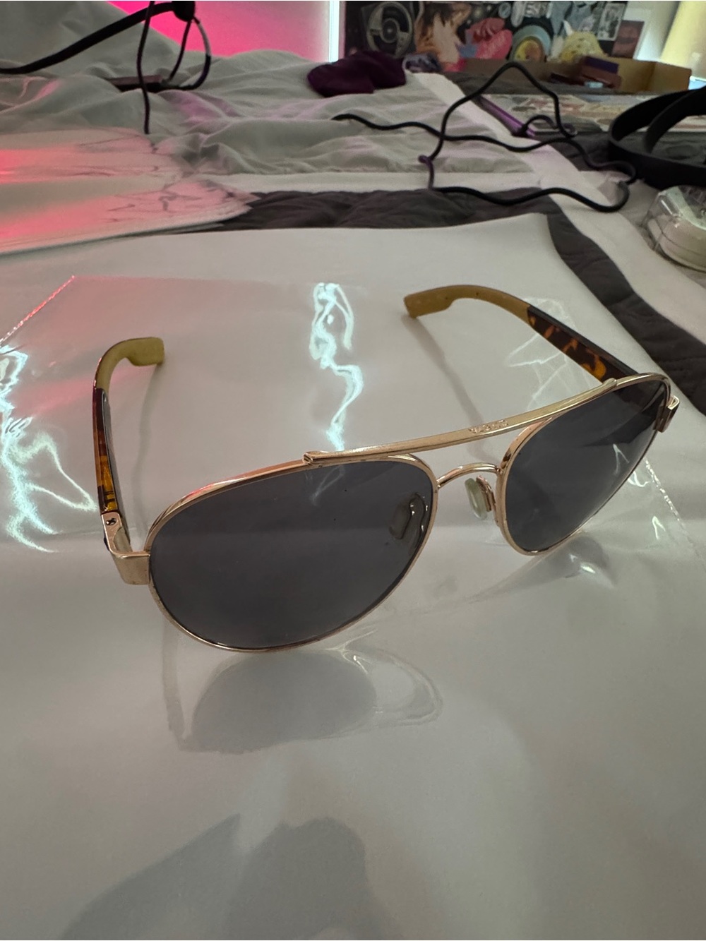 Costa Del Mar Loreto Polarized Gold Tortoise Aviator Sunglasses